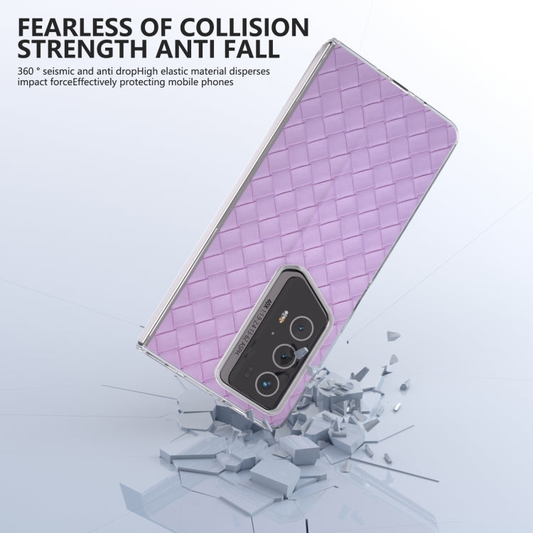 For Honor Magic V2 RSR Porsche Design Woven Texture Transparent Frame PU Phone Case