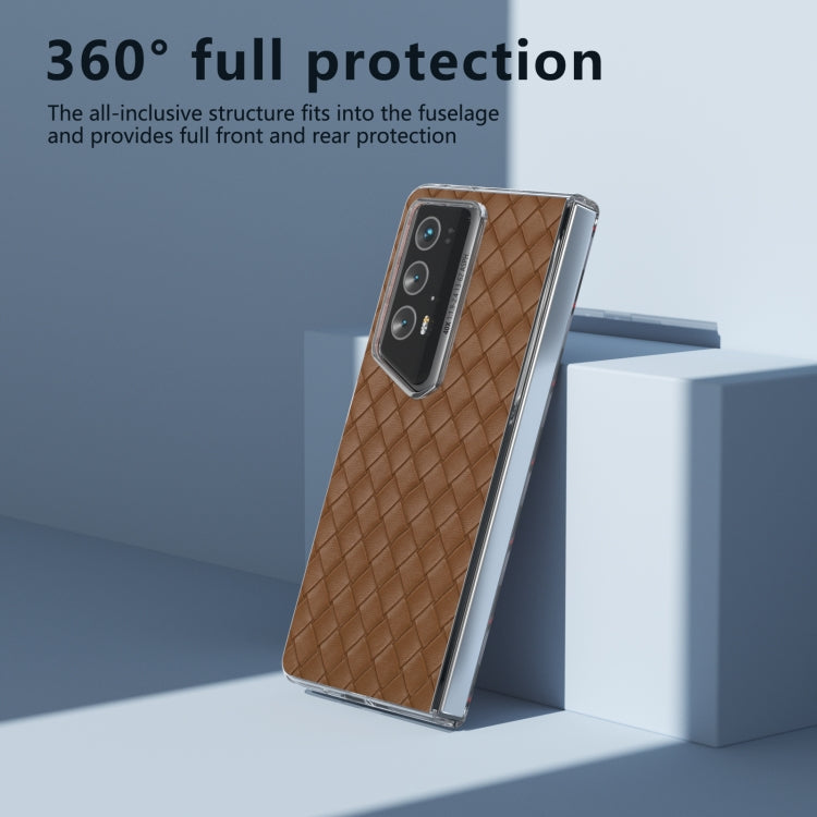 For Honor Magic V2 RSR Porsche Design Woven Texture Transparent Frame PU Phone Case
