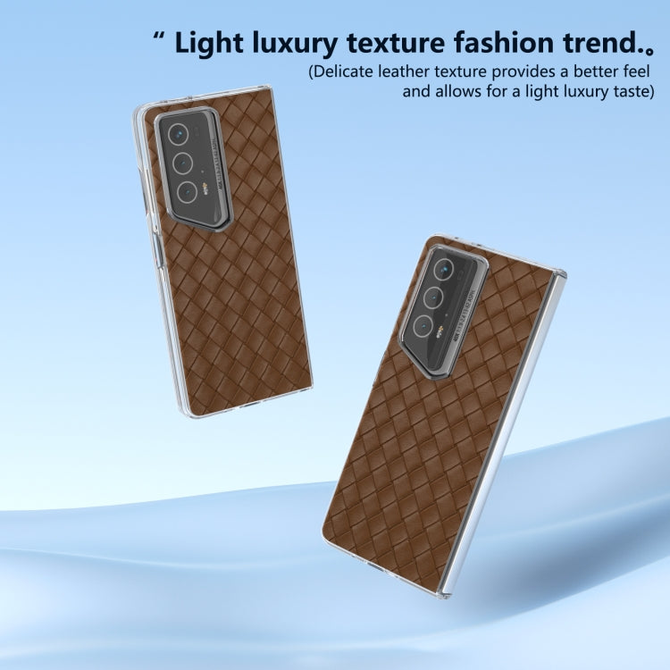 For Honor Magic V2 RSR Porsche Design Woven Texture Transparent Frame PU Phone Case