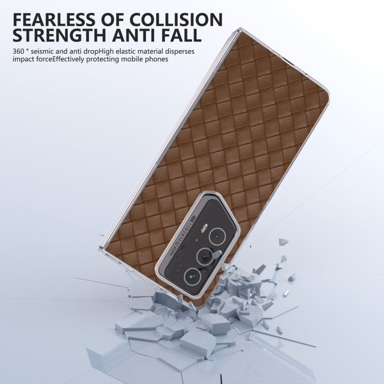 For Honor Magic V2 RSR Porsche Design Woven Texture Transparent Frame PU Phone Case
