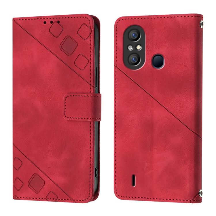 For Itel A58 / A49 Skin Feel Embossed Leather Phone Case