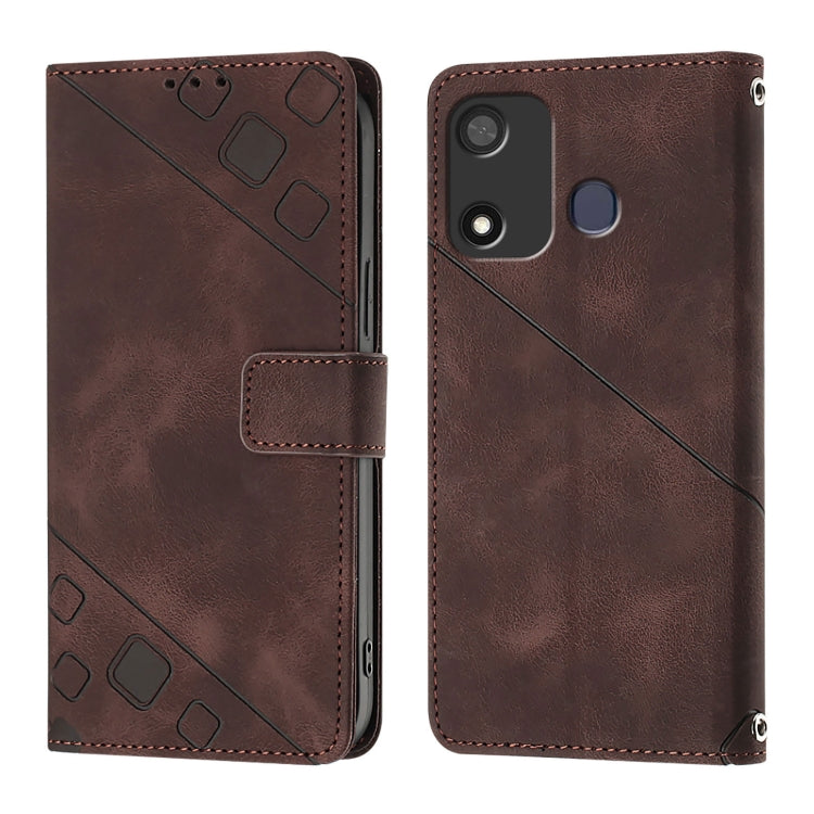 For Itel P17 / A27 Skin Feel Embossed Leather Phone Case