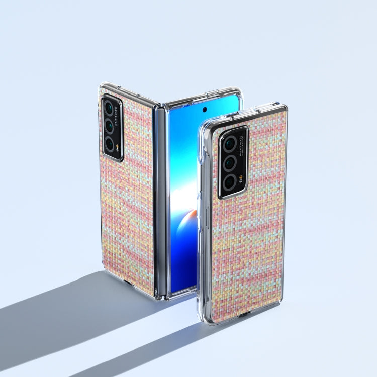 For Honor Magic Vs2 Colorful Rhombic Texture Transparent Frame PU Phone Case