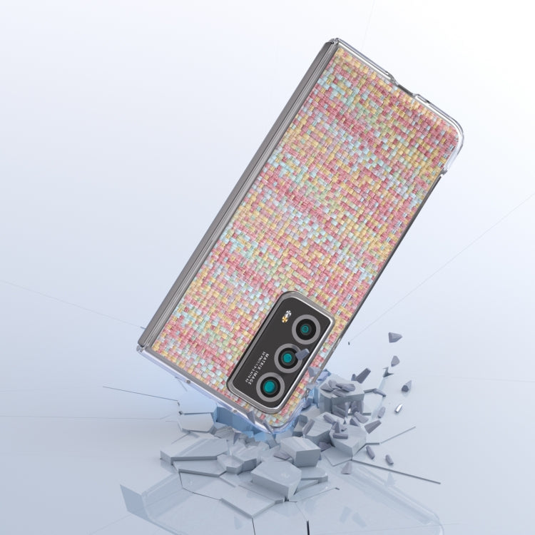 For Honor Magic Vs2 Colorful Rhombic Texture Transparent Frame PU Phone Case