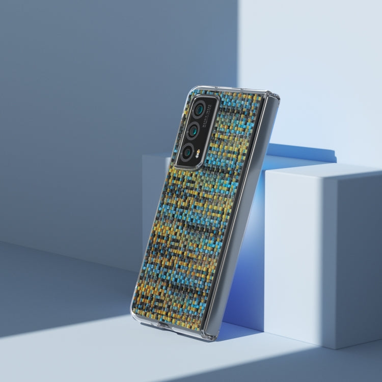 For Honor Magic Vs2 Colorful Rhombic Texture Transparent Frame PU Phone Case