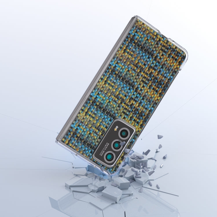 For Honor Magic Vs2 Colorful Rhombic Texture Transparent Frame PU Phone Case
