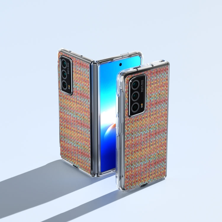 For Honor Magic Vs2 Colorful Rhombic Texture Transparent Frame PU Phone Case