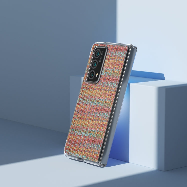 For Honor Magic Vs2 Colorful Rhombic Texture Transparent Frame PU Phone Case