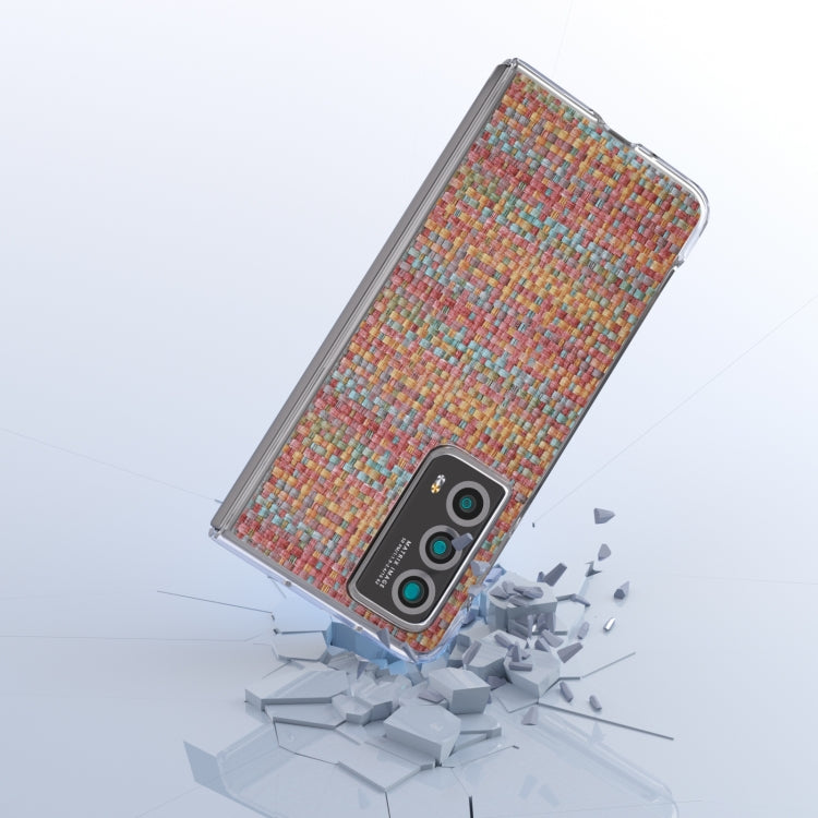 For Honor Magic Vs2 Colorful Rhombic Texture Transparent Frame PU Phone Case