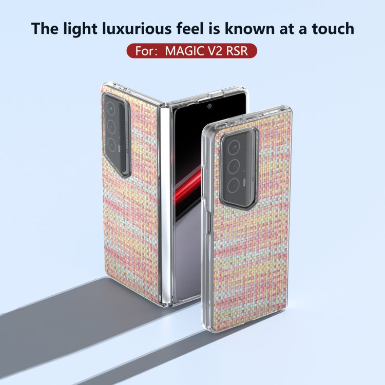 For Honor Magic V2 RSR Porsche Design Colorful Rhombic Texture Transparent Frame PU Phone Case