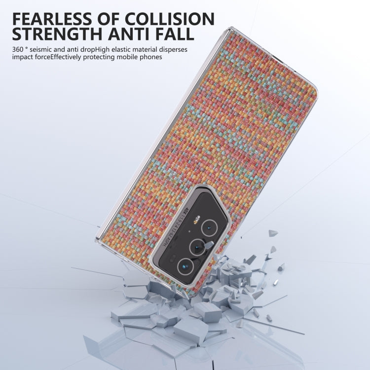 For Honor Magic V2 RSR Porsche Design Colorful Rhombic Texture Transparent Frame PU Phone Case