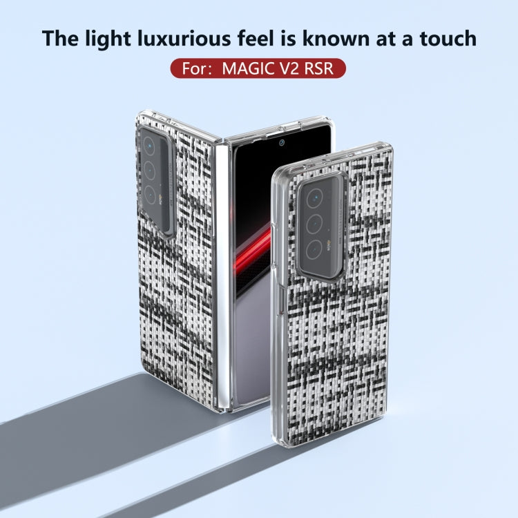 For Honor Magic V2 RSR Porsche Design Colorful Rhombic Texture Transparent Frame PU Phone Case