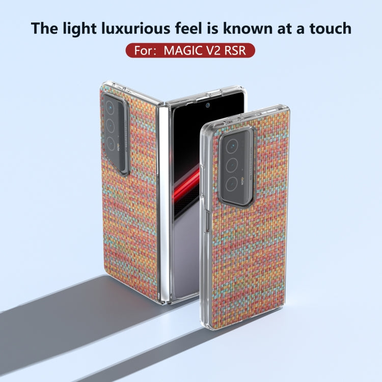 For Honor Magic V2 RSR Porsche Design Colorful Rhombic Texture Transparent Frame PU Phone Case