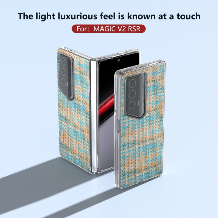 For Honor Magic V2 RSR Porsche Design Colorful Rhombic Texture Transparent Frame PU Phone Case