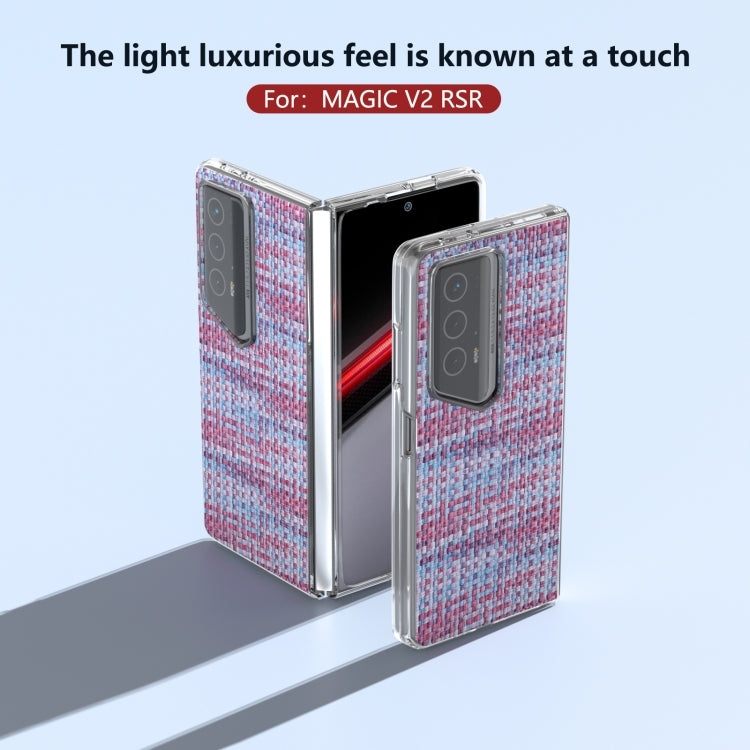 For Honor Magic V2 RSR Porsche Design Colorful Rhombic Texture Transparent Frame PU Phone Case
