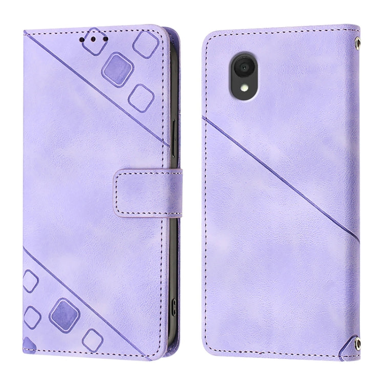 For TCL 201 Skin Feel Embossed Leather Phone Case