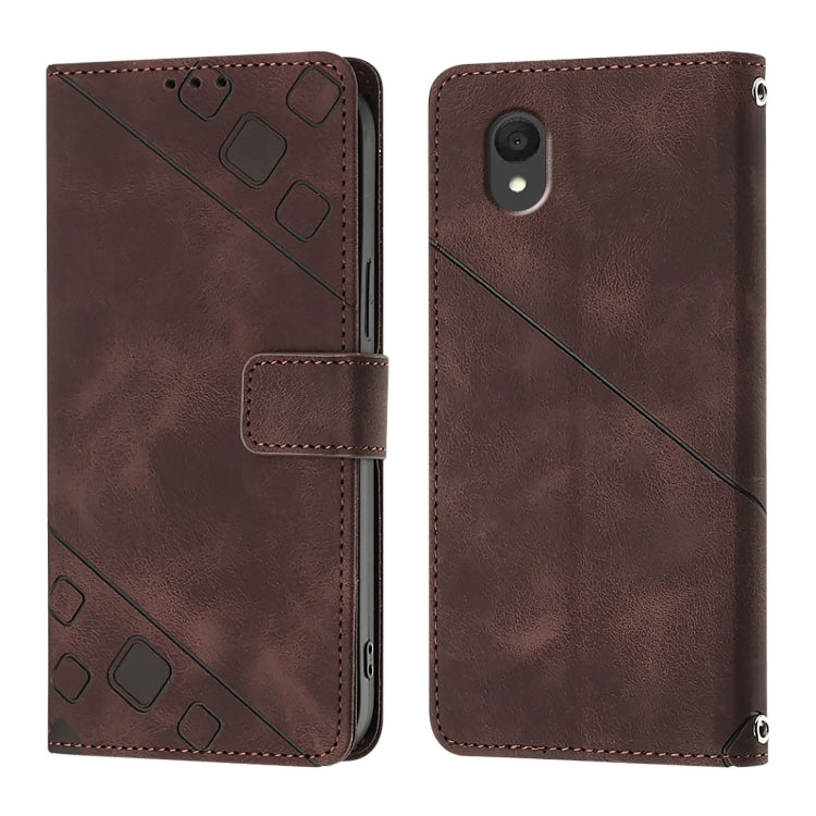 For TCL 201 Skin Feel Embossed Leather Phone Case