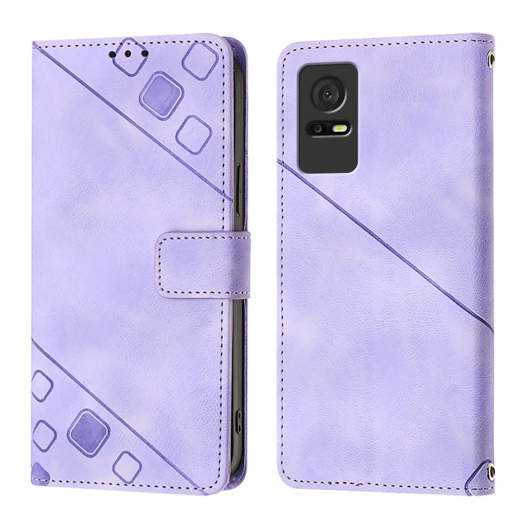 For TCL 405 / 406 / 408 Skin Feel Embossed Leather Phone Case