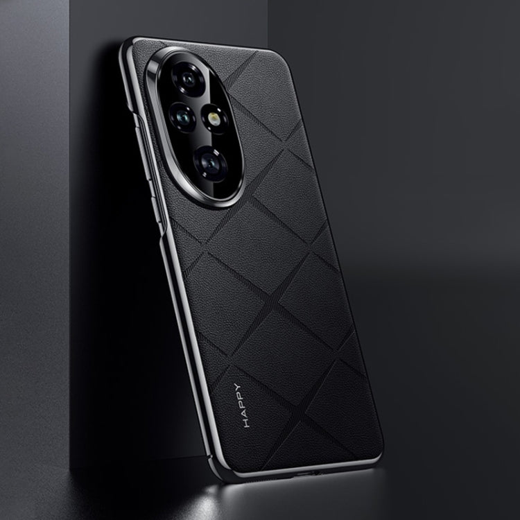 For Honor 200 Pro Plain Leather PC Phone Case