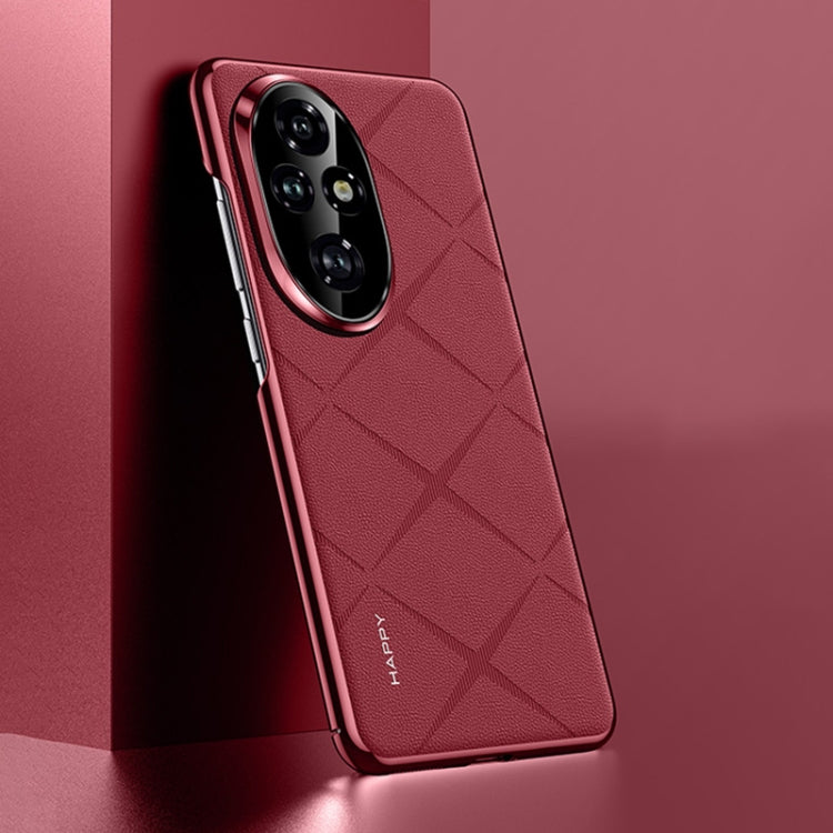 For Honor 200 Pro Plain Leather PC Phone Case