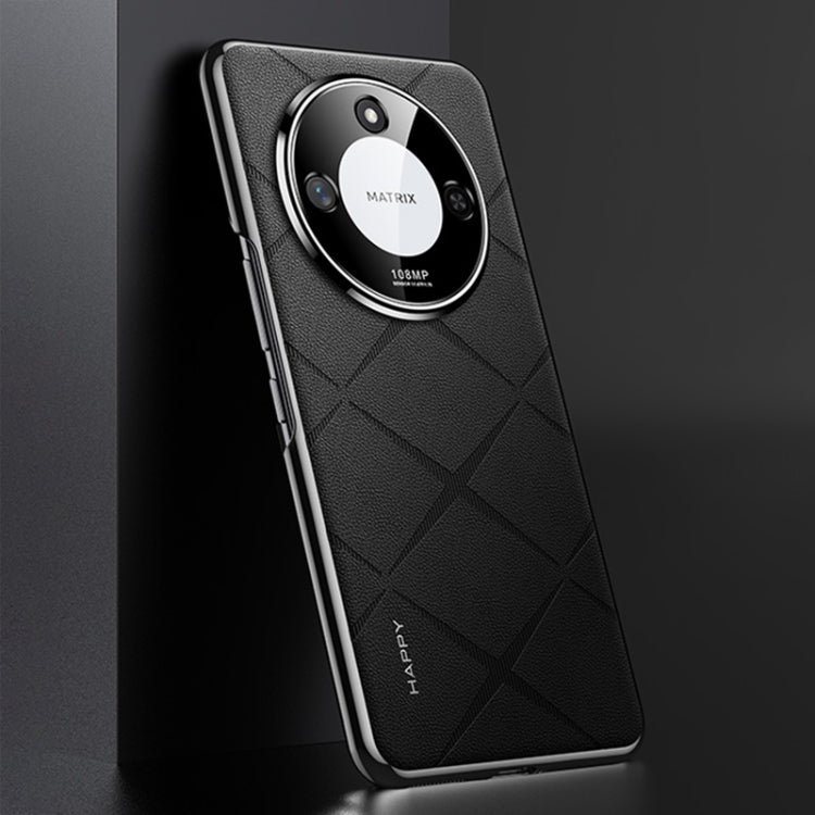For Honor X60 Plain Leather PC Phone Case