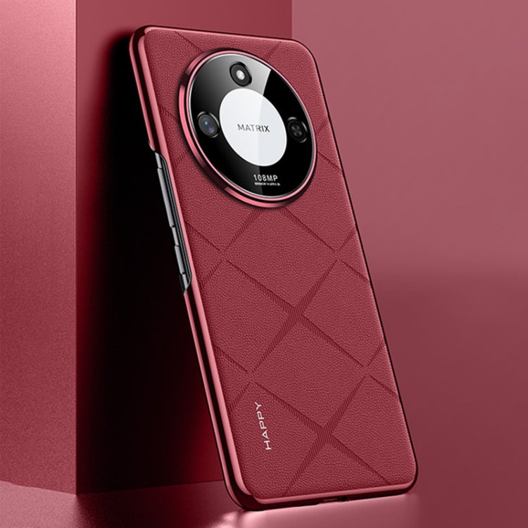 For Honor X60 Plain Leather PC Phone Case
