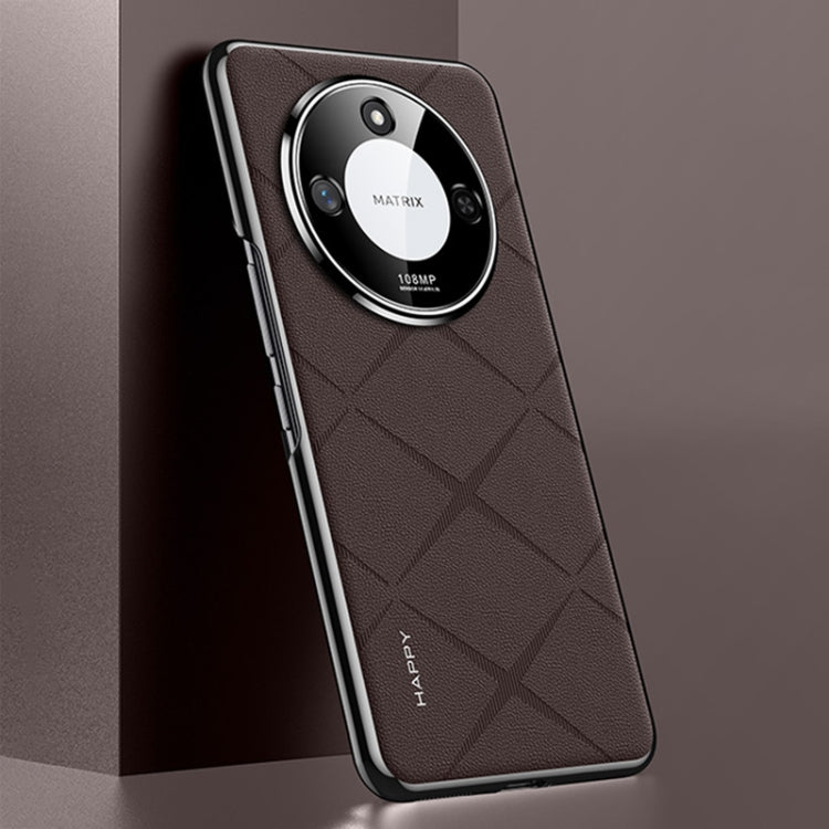 For Honor X60 Plain Leather PC Phone Case