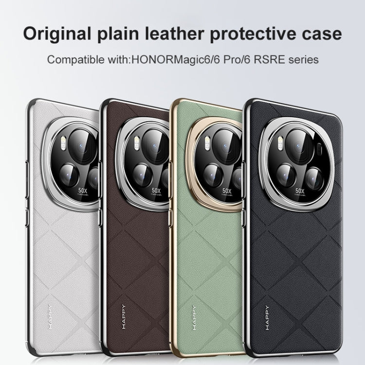 For Honor Magic7 Pro Plain Leather PC Phone Case