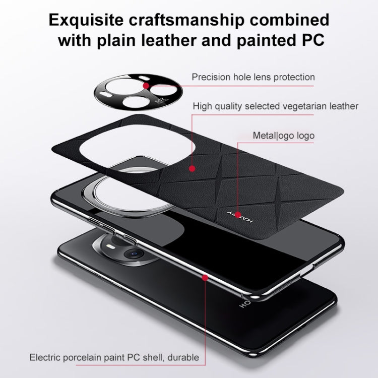 For Honor X60 Plain Leather PC Phone Case