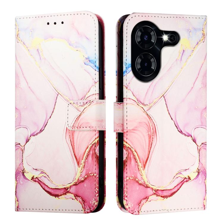 For Tecno Pova 5 4G PT003 Marble Pattern Flip Leather Phone Case