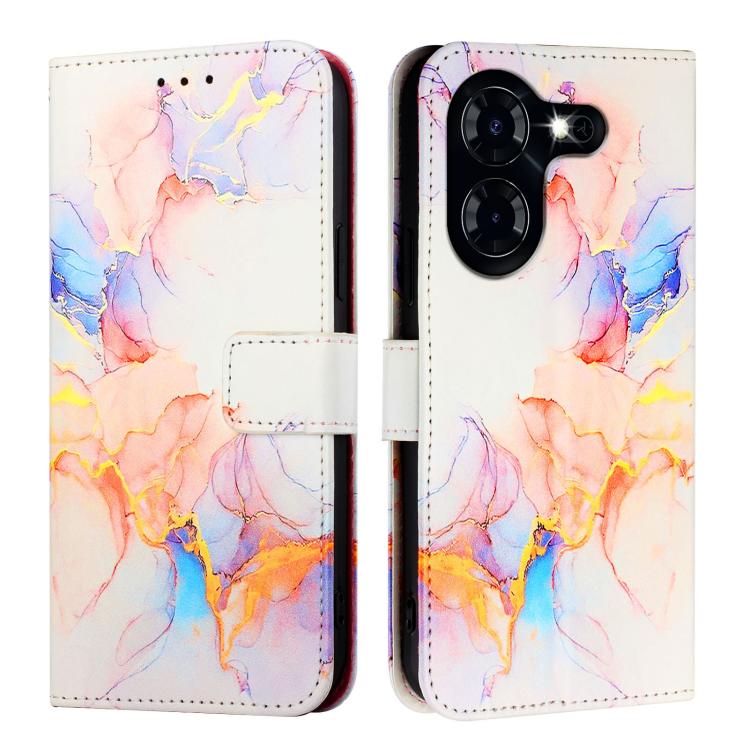For Tecno Pova 5 4G PT003 Marble Pattern Flip Leather Phone Case