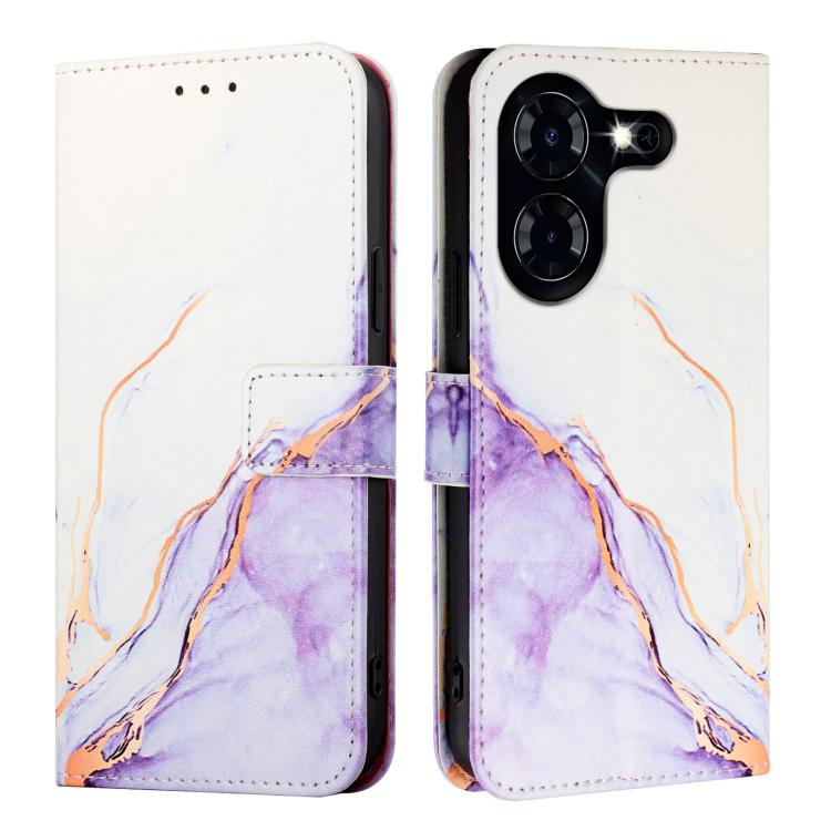For Tecno Pova 5 4G PT003 Marble Pattern Flip Leather Phone Case