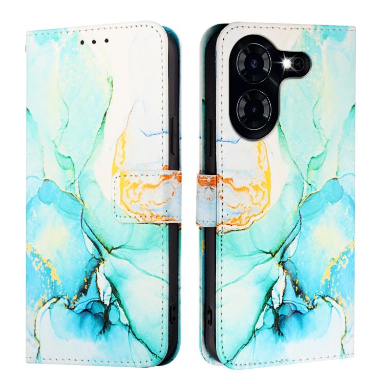 For Tecno Pova 5 4G PT003 Marble Pattern Flip Leather Phone Case
