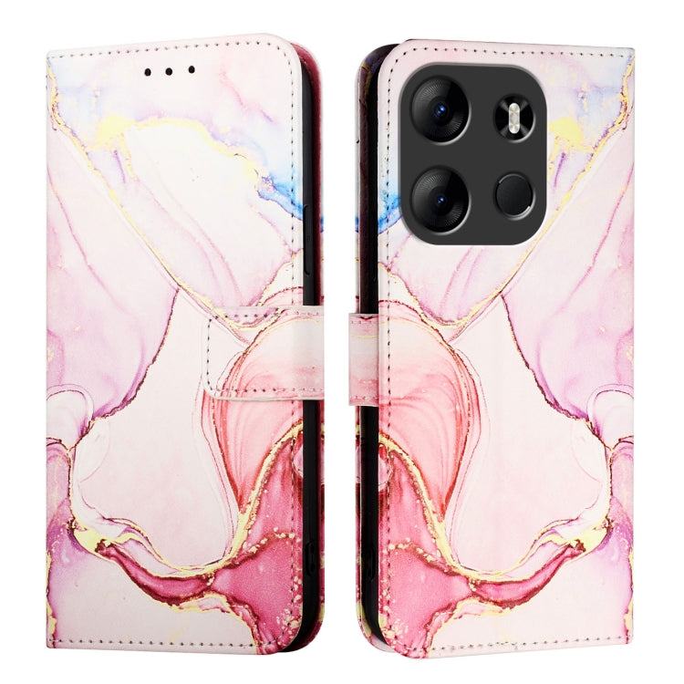 For Tecno Pop 7 / Pop 7 Pro PT003 Marble Pattern Flip Leather Phone Case