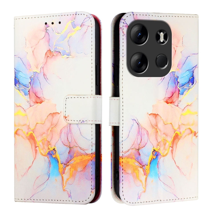 For Tecno Pop 7 / Pop 7 Pro PT003 Marble Pattern Flip Leather Phone Case