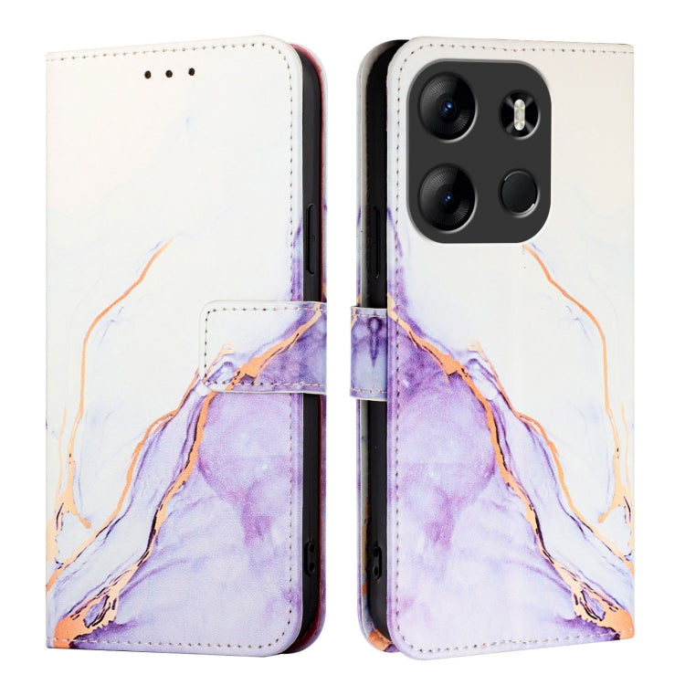 For Tecno Pop 7 / Pop 7 Pro PT003 Marble Pattern Flip Leather Phone Case