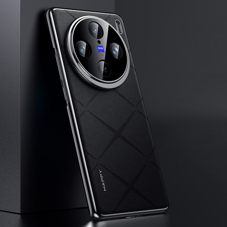 For vivo X100 Plain Leather PC Phone Case