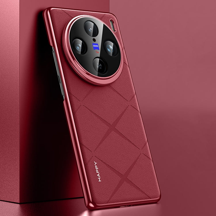 For vivo X100 Plain Leather PC Phone Case