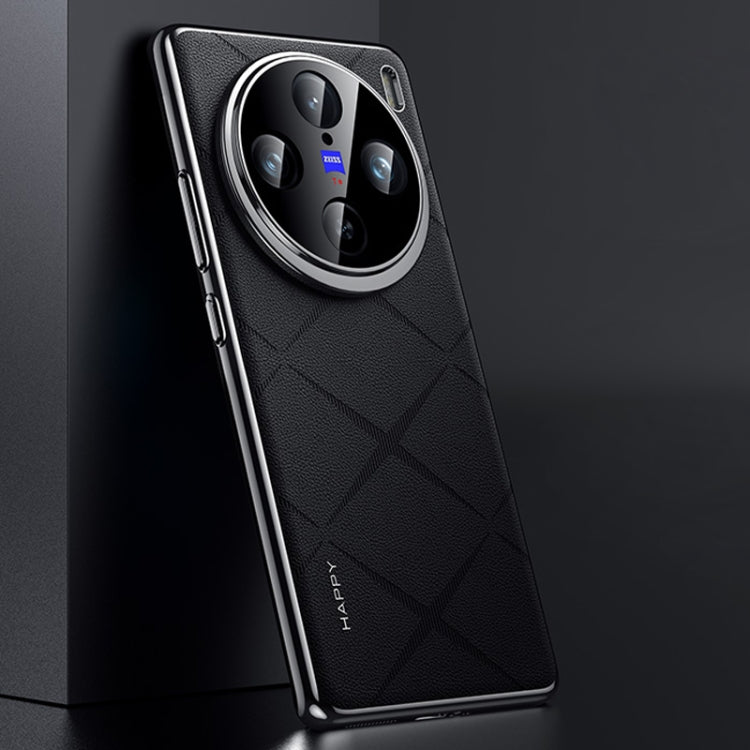For vivo X100s Plain Leather PC Phone Case