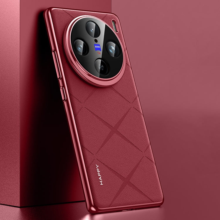 For vivo X100s Plain Leather PC Phone Case
