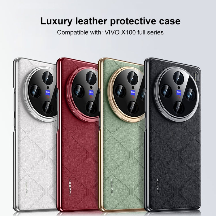 For vivo X100s Plain Leather PC Phone Case