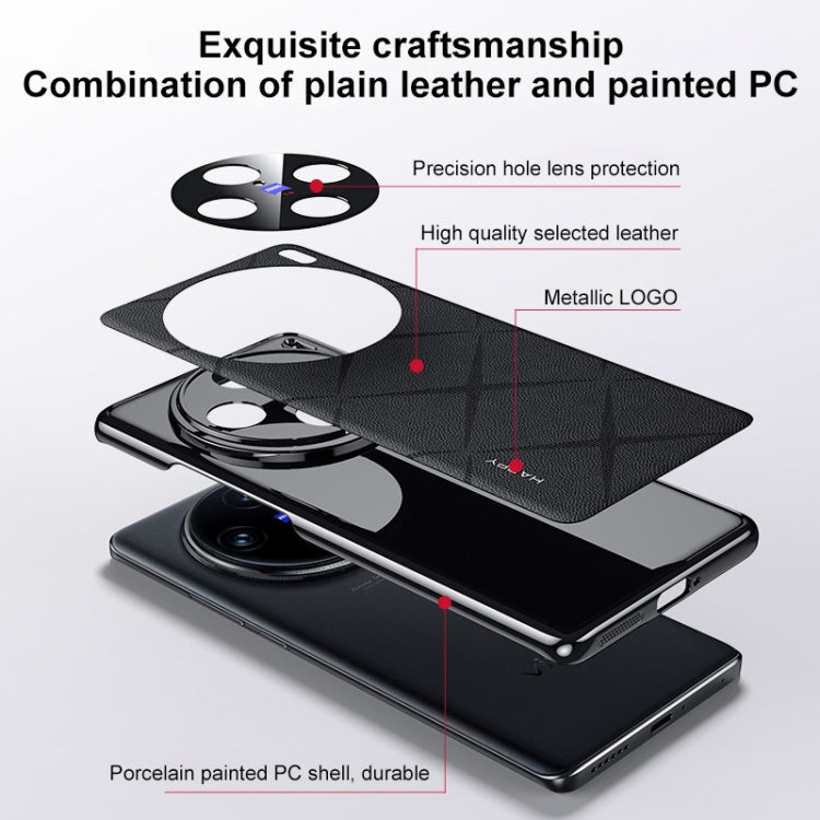 For vivo X100s Plain Leather PC Phone Case