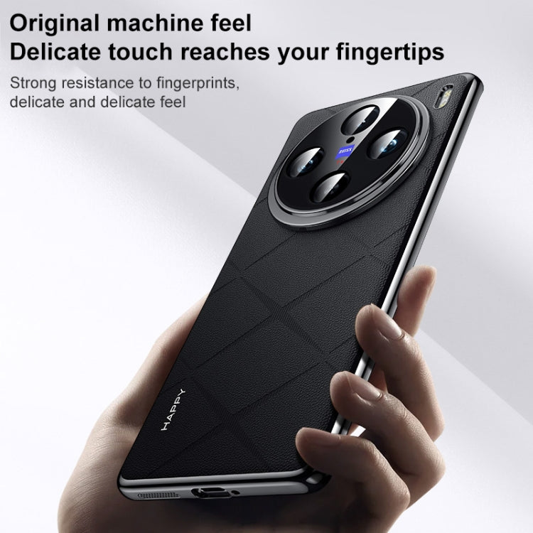 For vivo X100s Plain Leather PC Phone Case