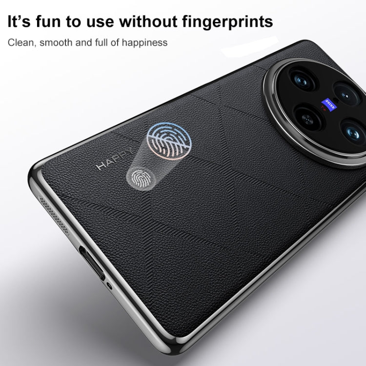 For vivo X100s Plain Leather PC Phone Case