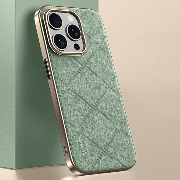 For iPhone 13 Pro Plain Leather PC Phone Case