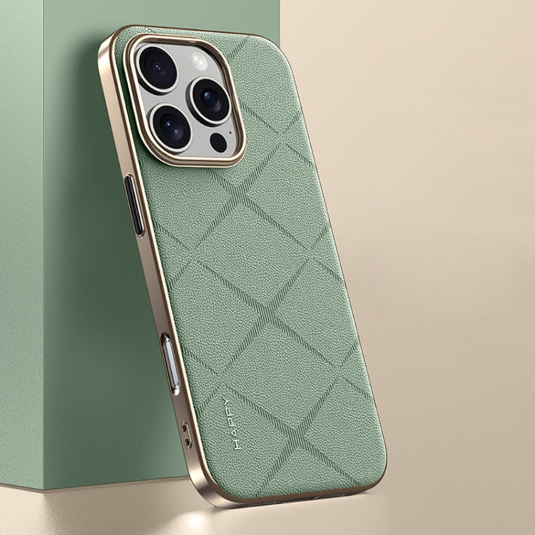 For iPhone 16 Pro Max Plain Leather PC Phone Case