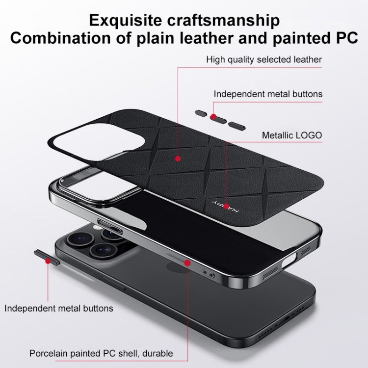 For iPhone 16 Pro Max Plain Leather PC Phone Case
