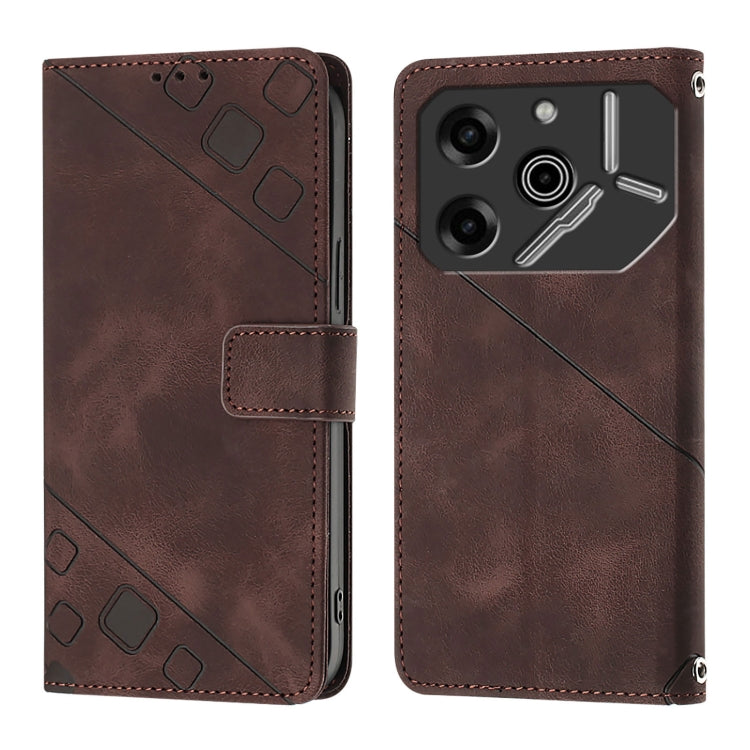 For Tecno Pova 6 Pro Skin Feel Embossed Leather Phone Case