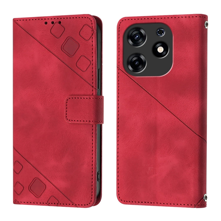 For Tecno Spark 10 Pro Magic Magenta Skin Feel Embossed Leather Phone Case