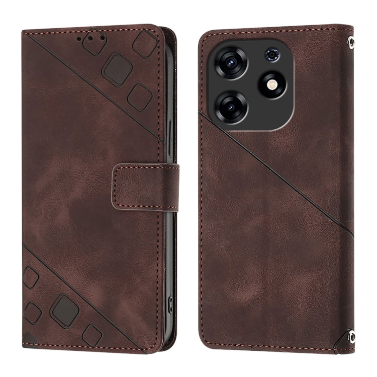 For Tecno Spark 10 Pro Magic Magenta Skin Feel Embossed Leather Phone Case